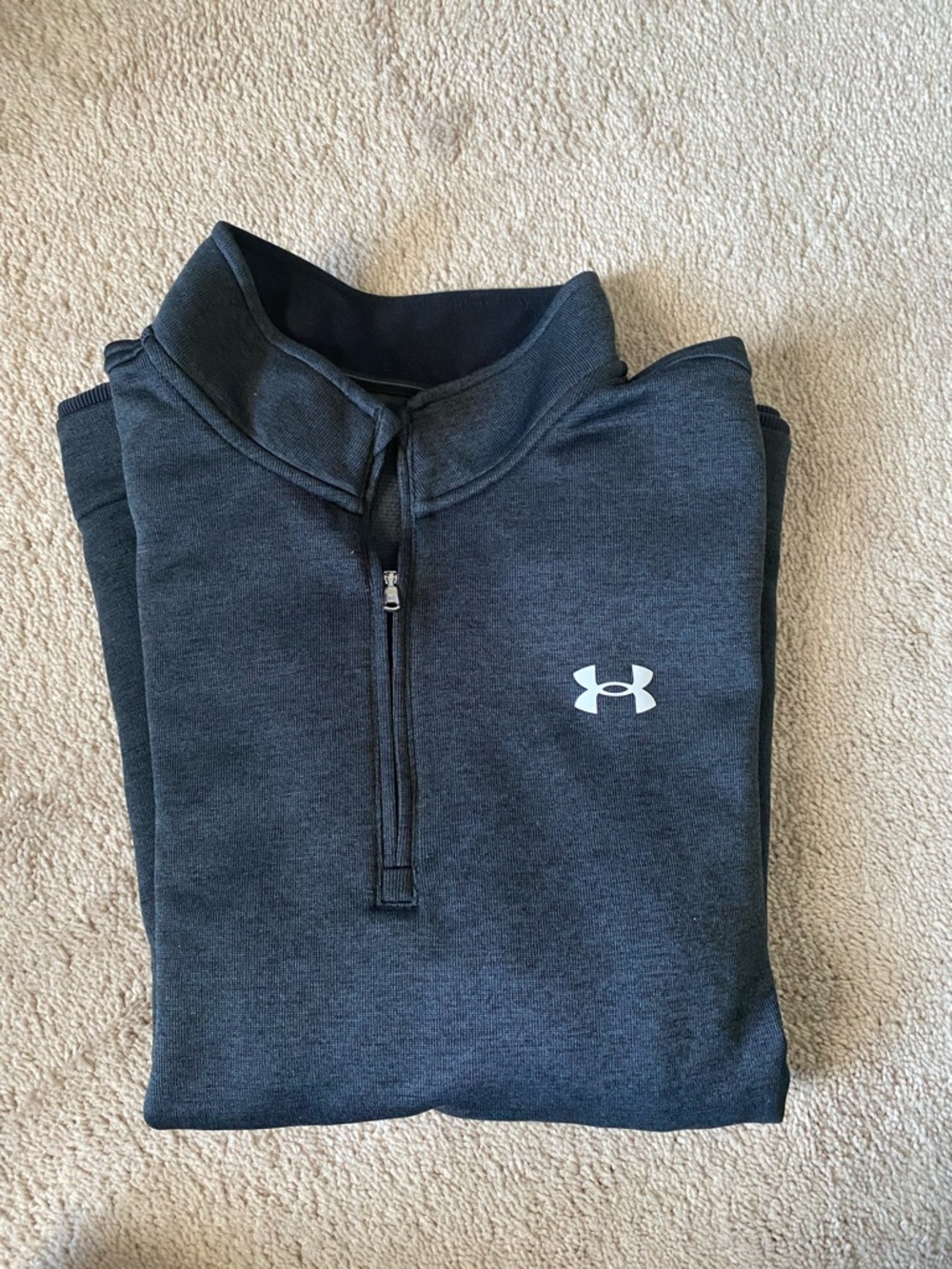 Under Armour Dark Gray Quarter-Zip Pullover with White Logo
